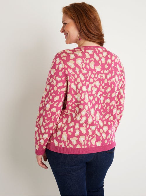 Jersey cuello redondo estampado leopardo - Afibel - Kiabi