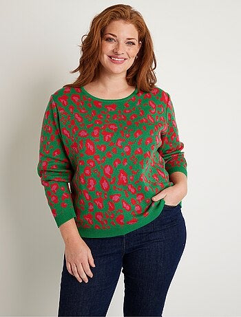 Jersey cuello redondo estampado leopardo - Afibel