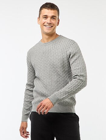 Jersey cuello redondo mini trenza liso