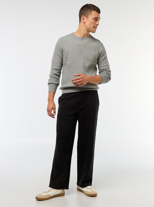 Jersey cuello redondo mini trenza liso - Kiabi