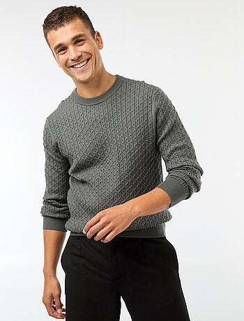 Jersey cuello redondo mini trenza liso