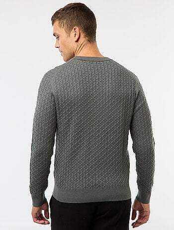 Jersey cuello redondo mini trenza liso