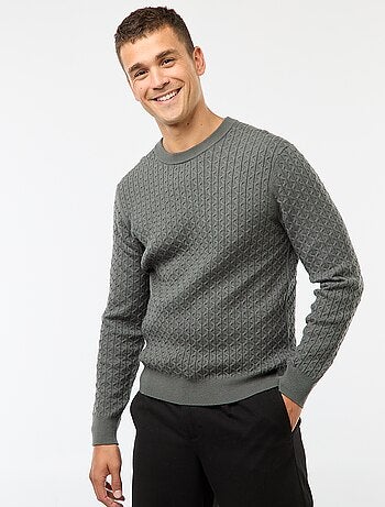 Jersey cuello redondo mini trenza liso