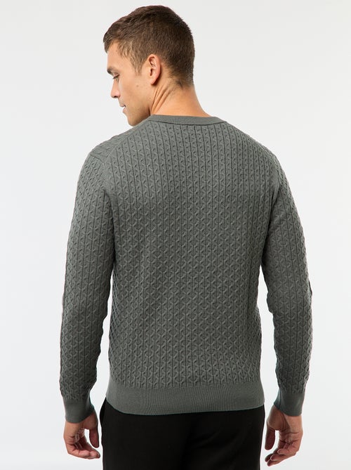 Jersey cuello redondo mini trenza liso - Kiabi