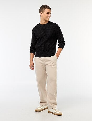 Jersey cuello redondo mini trenza liso