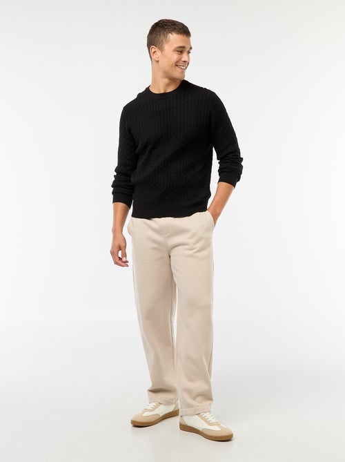 Jersey cuello redondo mini trenza liso - Kiabi