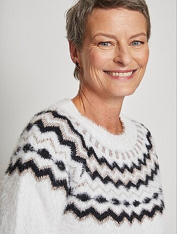 Jersey cuello redondo punto pelo jacquard sol - Afibel