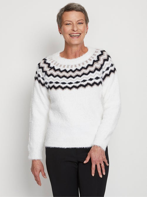 Jersey cuello redondo punto pelo jacquard sol - Afibel - Kiabi