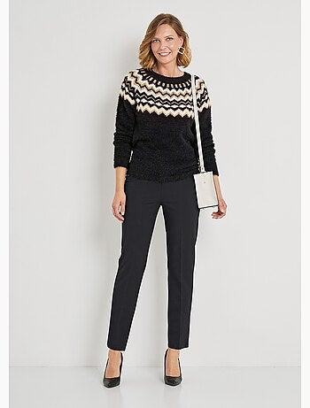 Jersey cuello redondo punto pelo jacquard sol - Afibel