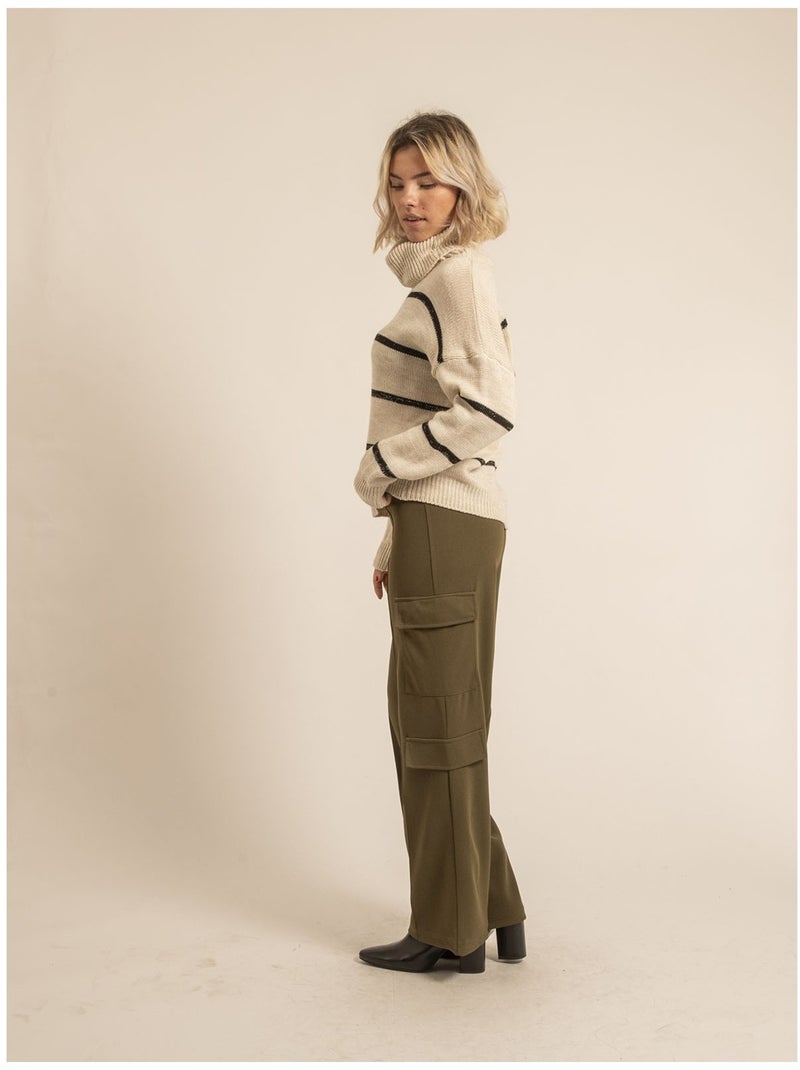 Jersey cuello vuelto de rayas KAVALIE Beige - Kiabi