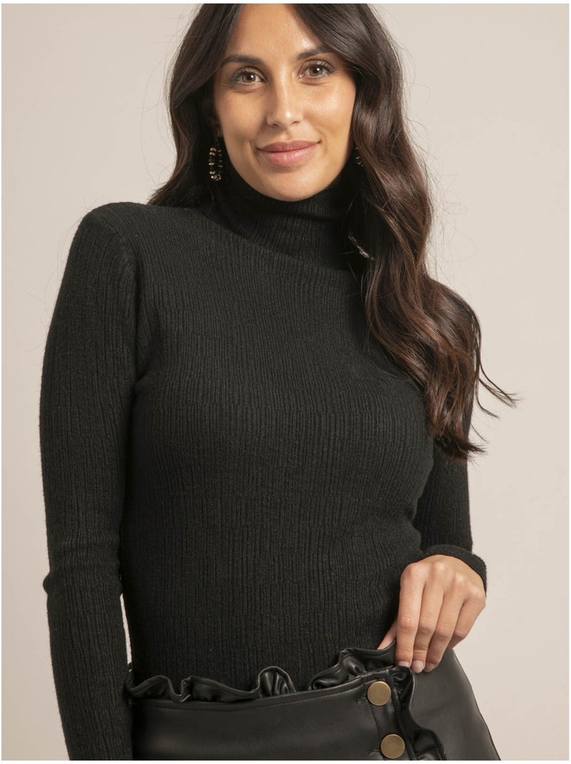 Jersey cuello vuelto texturizado kilanie Negro - Kiabi