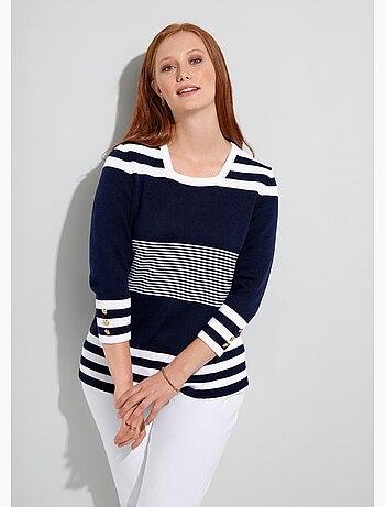 Jersey de algodón a rayas manga 3/4 - Afibel