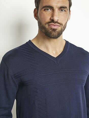 Jersey de algodón de manga larga con cuello de pico - Afibel