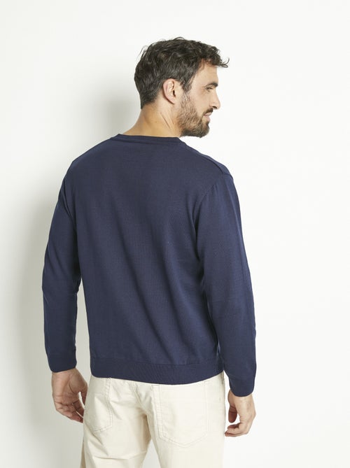 Jersey de algodón de manga larga con cuello de pico - Afibel - Kiabi