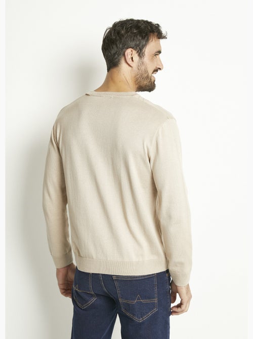 Jersey de algodón de manga larga con cuello de pico - Afibel - Kiabi