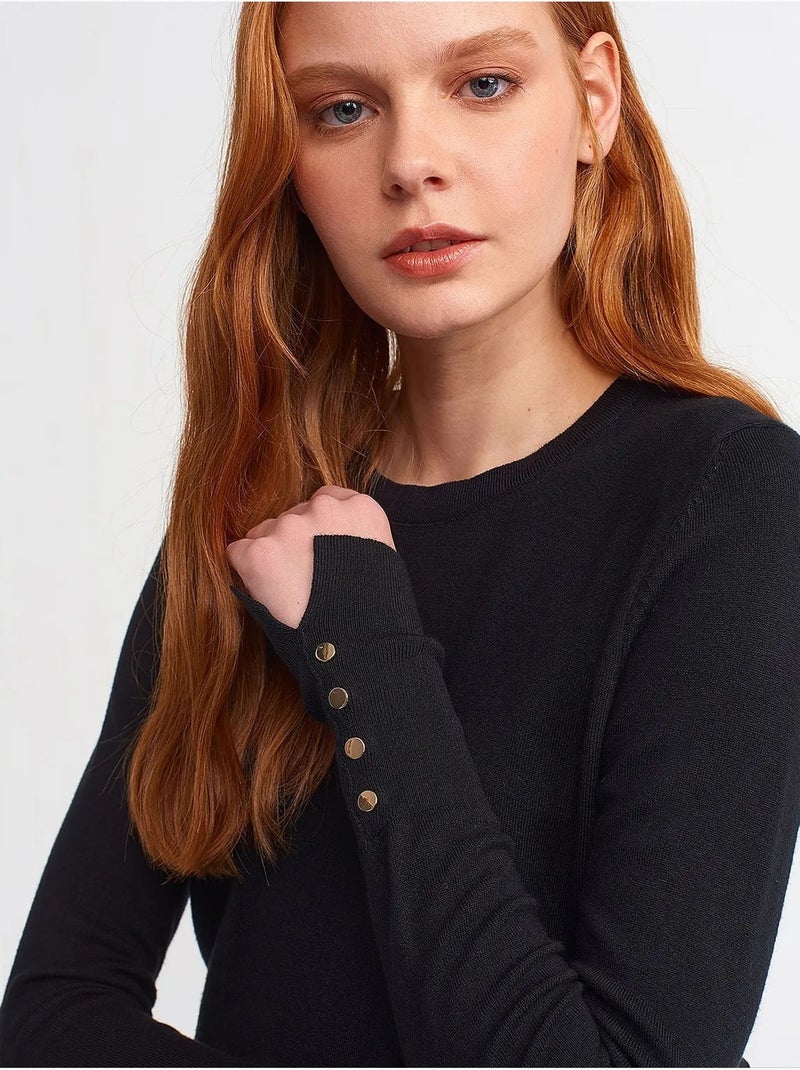 Jersey de canalé con cuello redondo slim fit dilvin Negro - Kiabi