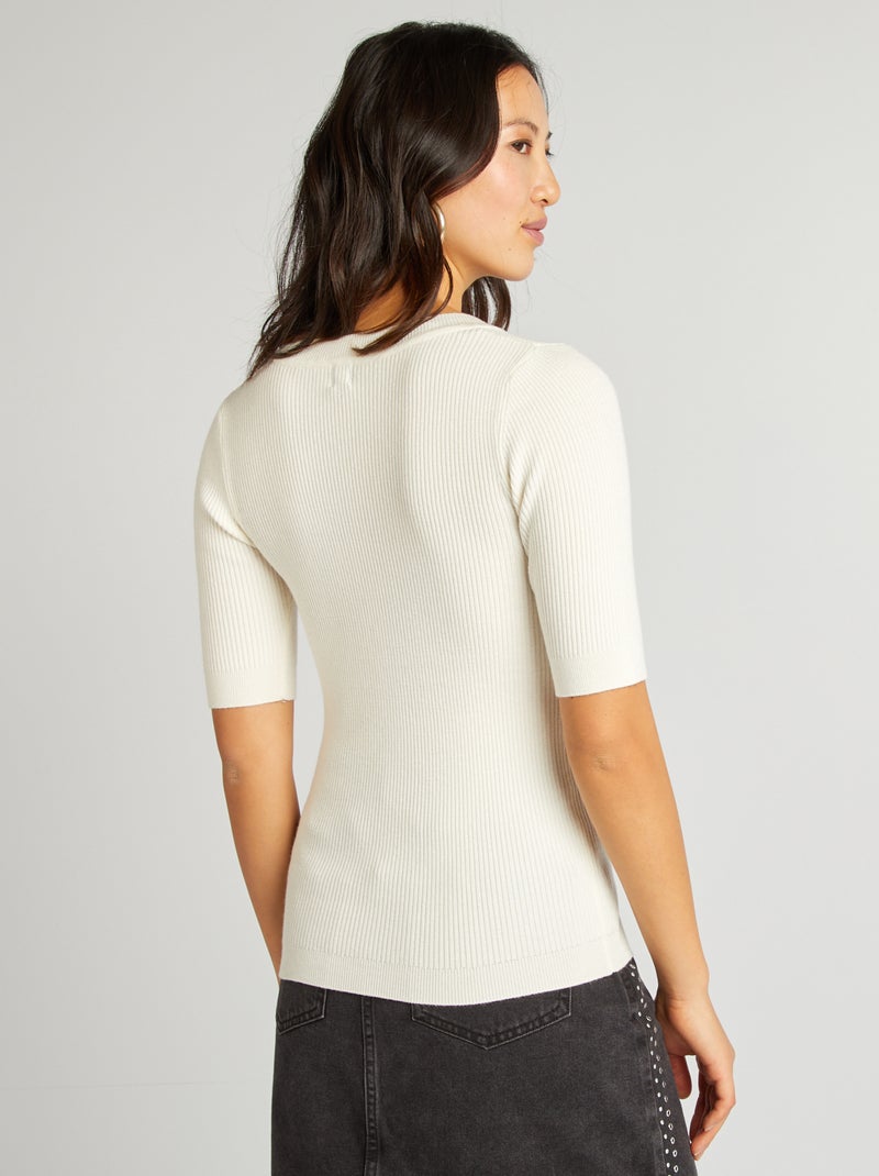 Jersey de canalé de manga corta BLANCO - Kiabi