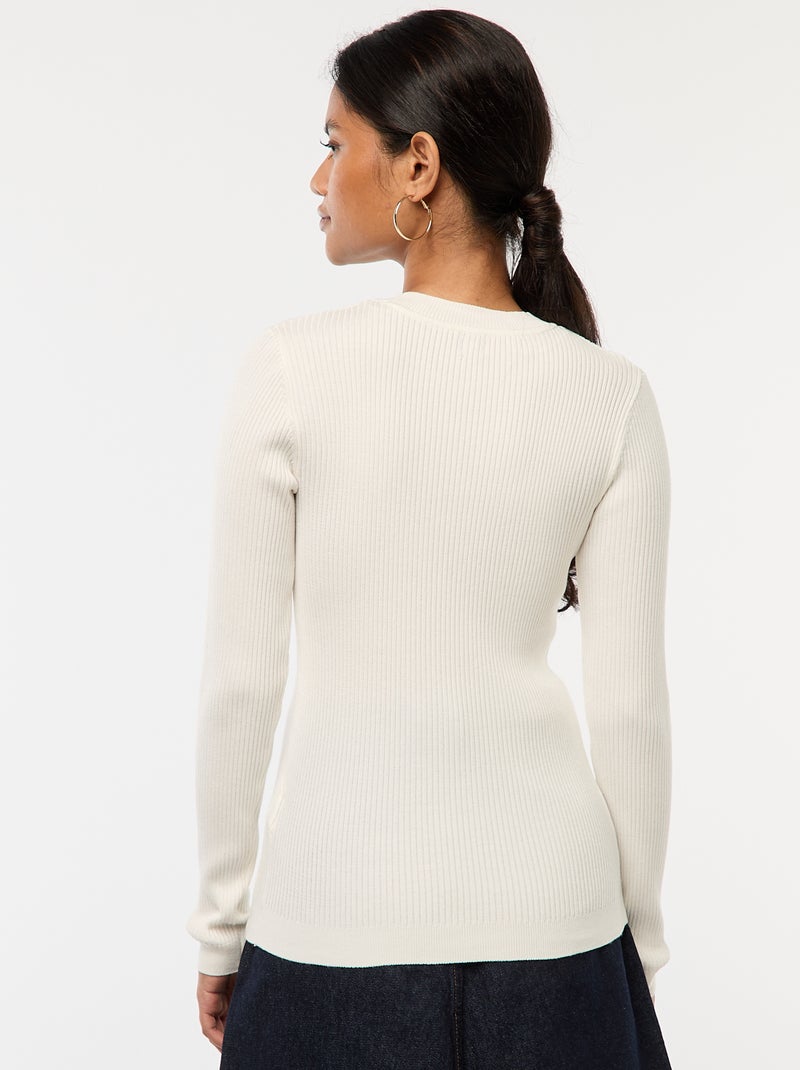 Jersey de canalé de manga larga Blanco - Kiabi