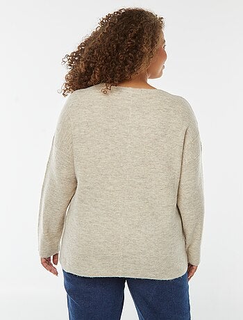 Jersey de canalé de manga larga con cuello de pico