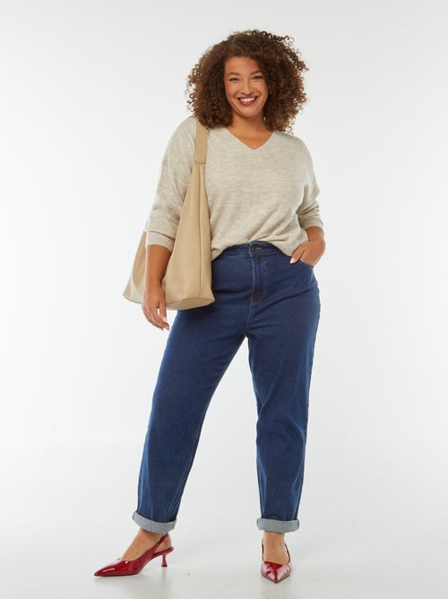 Jersey de canalé de manga larga con cuello de pico - Kiabi