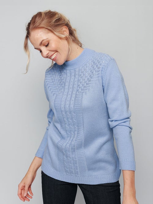 Jersey de canalé de ochos suave con strass y cuello alto - Afibel - Kiabi