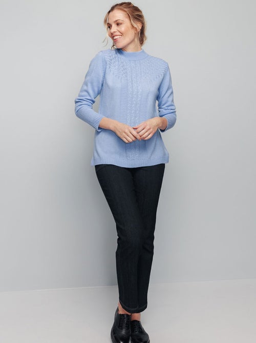 Jersey de canalé de ochos suave con strass y cuello alto - Afibel - Kiabi