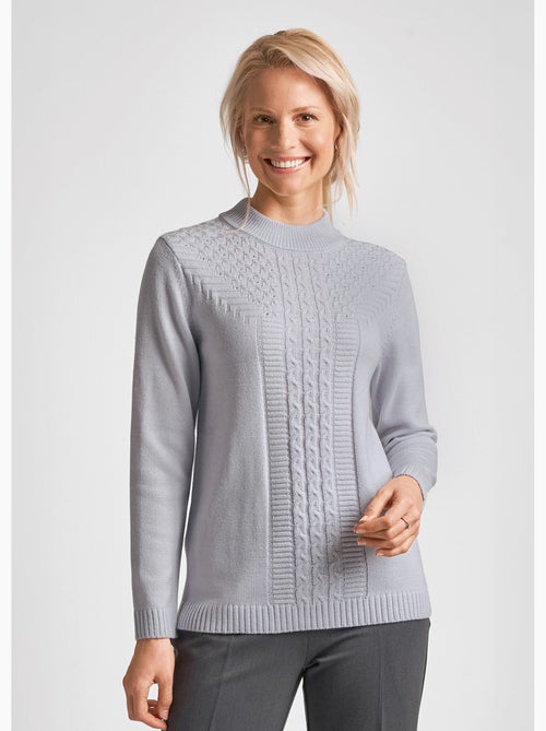 Jersey de canalé de ochos suave con strass y cuello alto - Afibel - Kiabi
