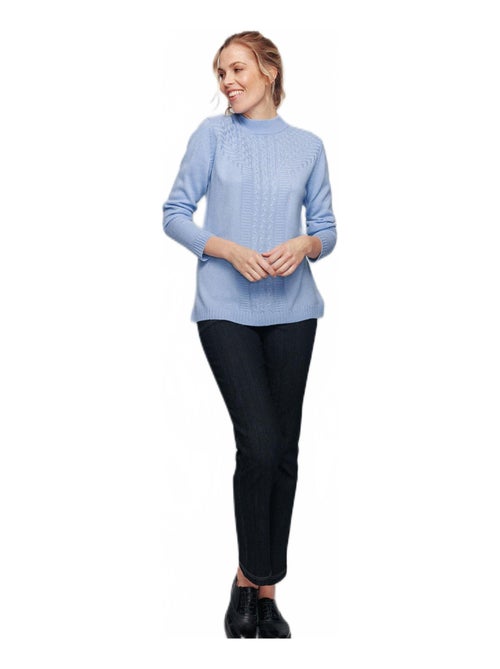 Jersey de canalé de ochos suave con strass y cuello alto - Afibel - Kiabi