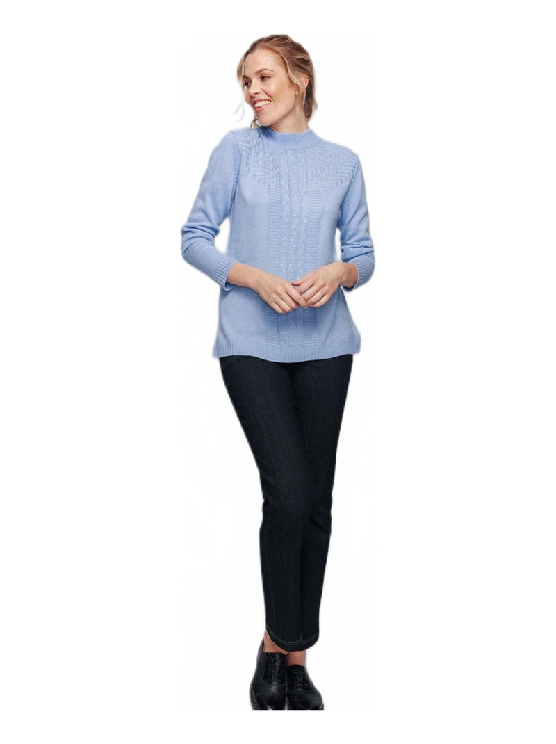 Jersey de canalé de ochos suave con strass y cuello alto - Afibel Plata - Kiabi