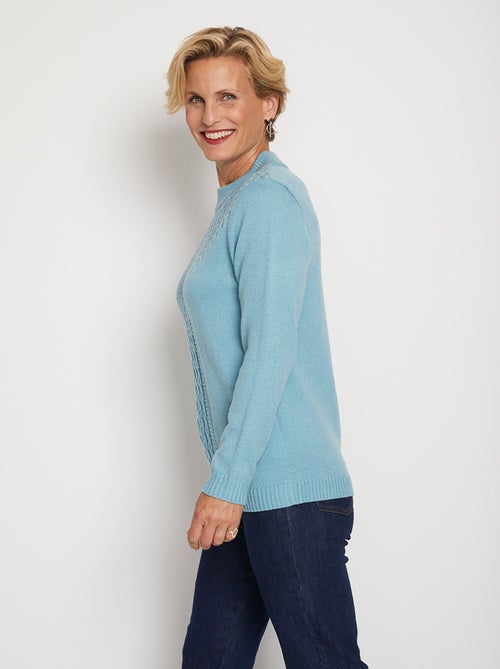 Jersey de canalé de ochos suave con strass y cuello alto - Afibel - Kiabi