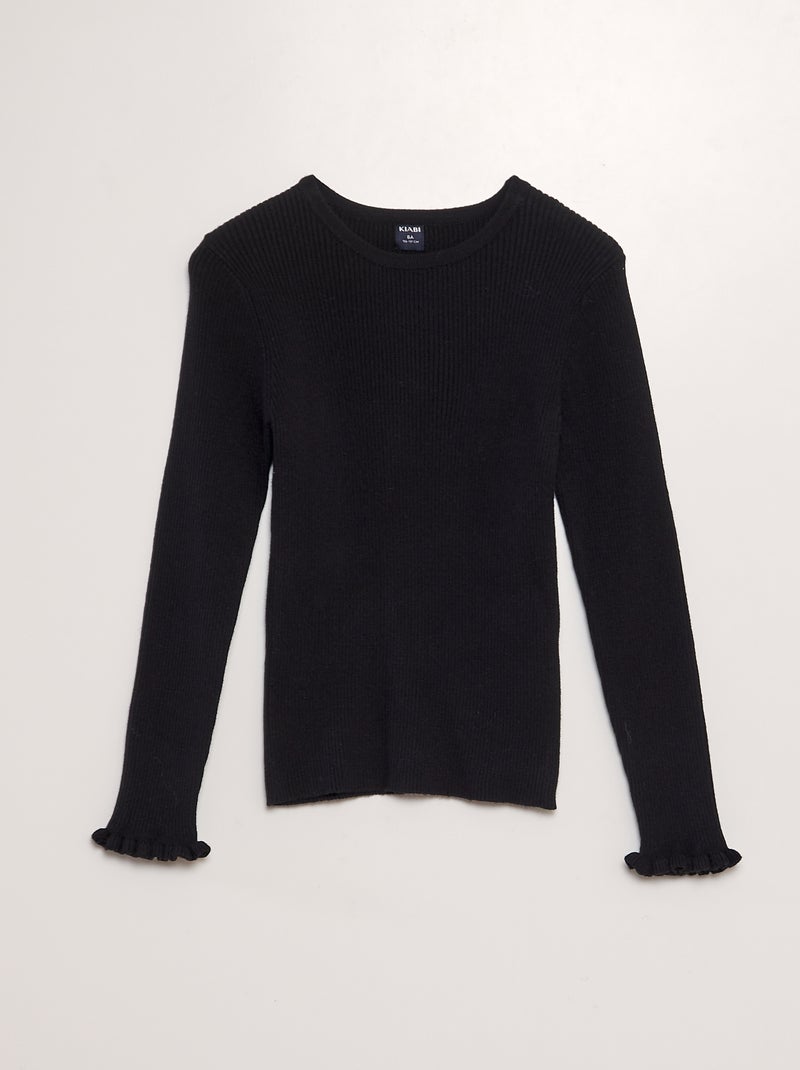 Jersey de canalé negro - Kiabi