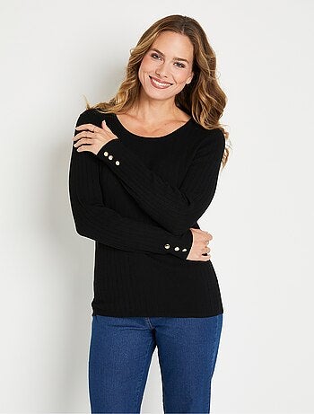 Jersey de canalé suave, corto, cuello redondo, canalé plano - Afibel