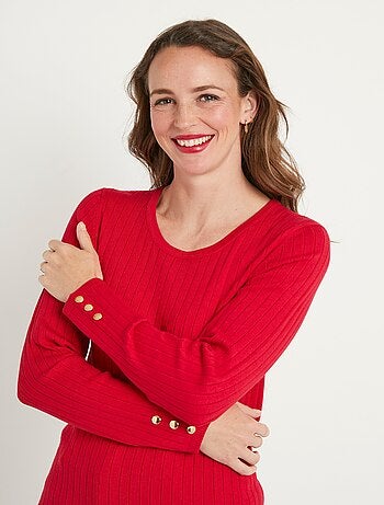 Jersey de canalé suave, corto, cuello redondo, canalé plano - Afibel