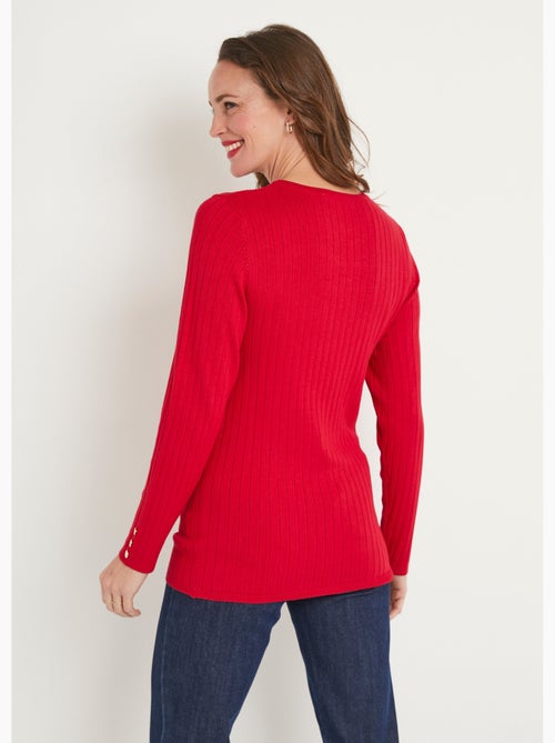 Jersey de canalé suave, corto, cuello redondo, canalé plano - Afibel - Kiabi