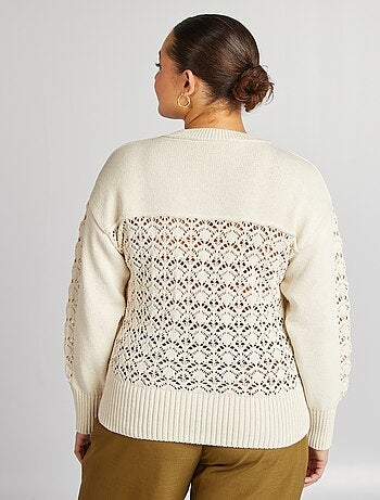 Jersey de croché con cuello abotonado