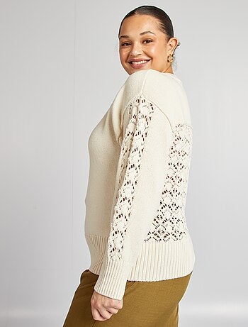 Jersey de croché con cuello abotonado