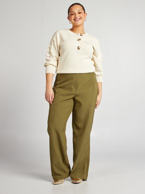 Jersey de croché con cuello abotonado - Kiabi