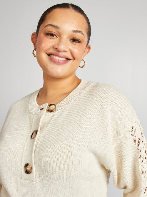 Jersey de croché con cuello abotonado - Kiabi