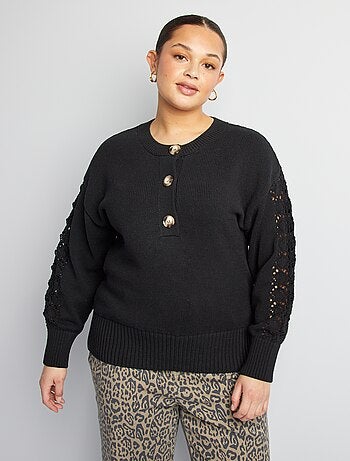 Jersey de croché con cuello abotonado