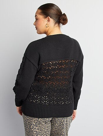 Jersey de croché con cuello abotonado