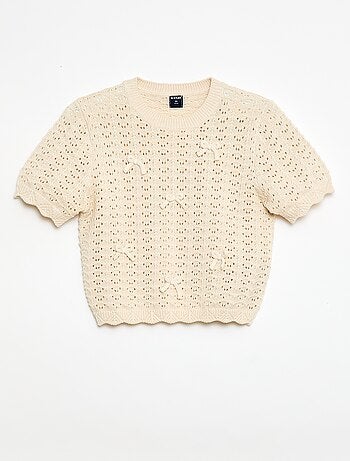 Jersey de croché de manga corta