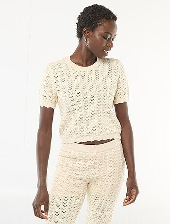 Jersey de croché de manga corta