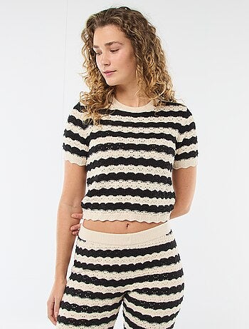 Jersey de croché de manga corta