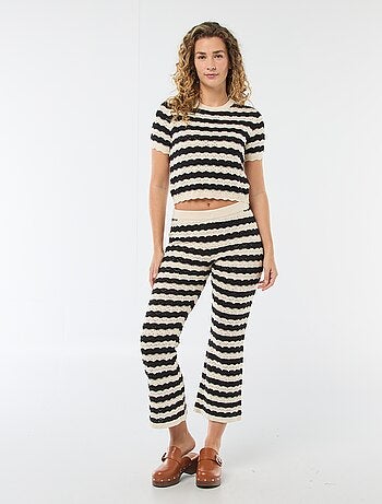 Jersey de croché de manga corta