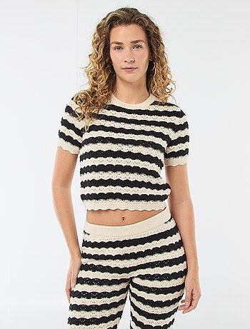 Jersey de croché de manga corta