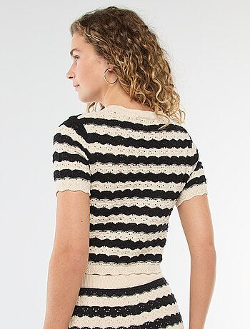 Jersey de croché de manga corta