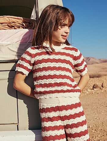 Jersey de croché de manga corta