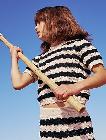 Jersey de croché de manga corta