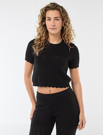 Jersey de croché de manga corta