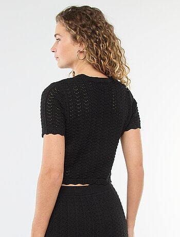 Jersey de croché de manga corta